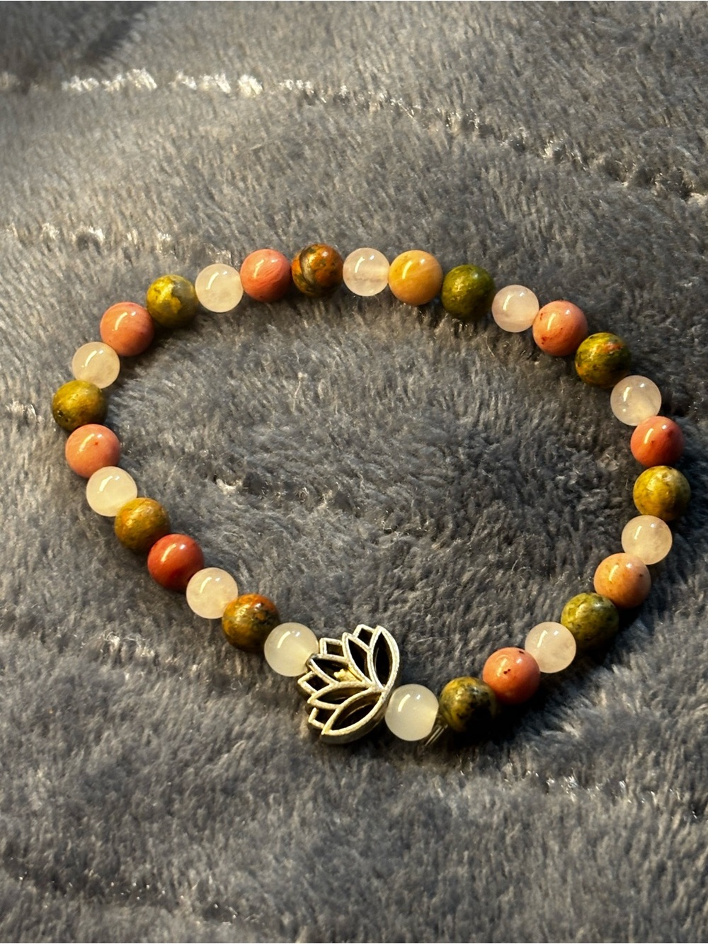 Lotus Charm Multicolor Beaded Bracelet - Pink, Green & White